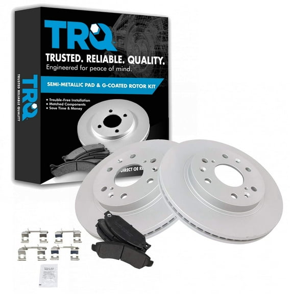 TRQ Front Posi Metallic Brake Pad & E-Coated Rotor Kit Fits Select Chevy GMC Truck