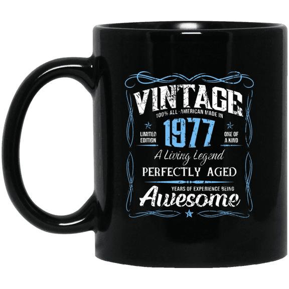 Classic Birthday Made In 1977 49 Years Old 49th Bday Gift Mug, 15oz Black Coffee Mug