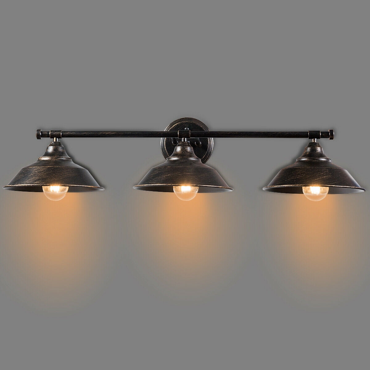 Costway Modern Industrial 3 Light Bathroom Wall Sconce Fixture