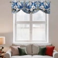 thumbnail image 2 of White Blue Spring Floral Tie Up Valance Curtains for Windows, Kitchen Curtains Window Treatments, Vintage Flowers Pastoral Short Window Shades Valances for Bedroom Bathroom Cafe 42"x18", 2 of 8