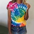 thumbnail image 5 of Hvyesh Tie Dye T Shirts for Women Rainbow Shirts Funny Short Sleeve Tops Casual Going Out Blouses Tee, 5 of 5