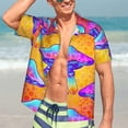 thumbnail image 5 of Nueva camisa hawaiana con estampado de hongos coloridos para hombre, camisas de manga corta, camisas de playa de vacaciones a la moda, blusas florales de calle para mujer y niño, 5 of 5