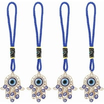 4Pcs Golden Hamsa Hand Amulet Car Pendant Miriam Evil Eye Hanging Ornament with Rope Decoration Lucky Charms Protection Alloy Enamel Accessories Gift