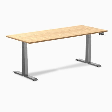 Desky Dual Bamboo Sit Stand Desk - Bamboo / 72 X 30 Inches / Space Gray