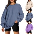 thumbnail image 4 of ORUYROP Chandails en Molleton Surdimensionnés pour Femmes Manches Longues Col Rond Chandail Décontracté Ample Couleur Unie Polaire Tops Pulls, 4 of 5