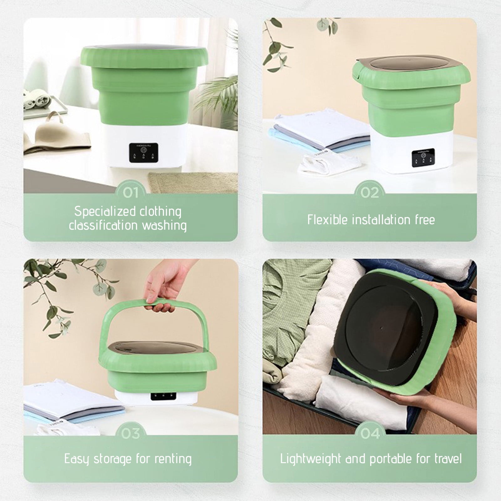 Portable Washing Machine Foldable Mini Washing Machine Small Washing Machine For Underwear Baby Clothes Suitable For Apartments Dormitories Camping Travel Christmas Decorations On 2024