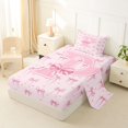 thumbnail image 2 of Erosebridal Cartoon Stripes Bow Twin Sheet Sets 3pcs For Teens,Girls Pink Personalized Initial P Bedding, 2 of 5