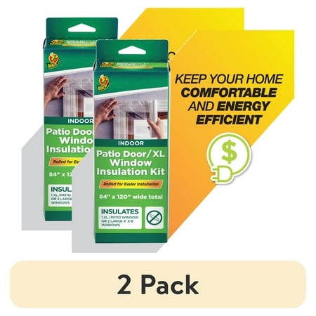 (2 pack) Duck Brand 84 in. x 120 in. Rolled Window Insulation Film Kit, Fits Patio Doors or XL Windows