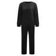 thumbnail image 5 of felwors Womens 2 Piece Outfits 2025 Fall Long Sleeve Sweatshirt Wide Leg Pants Lounge Sets Winter Sweatsuits Tracksuit Black, L, 5 of 5