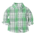 thumbnail image 2 of HOMADLES Boys Shirts Long Sleeve Lapel Plaid Button Down Shirts for Boy Campus Style, Uniform Shirt Green 4 T, 2 of 7