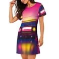 thumbnail image 2 of Lsque Neon Cassette Tape Pattern Nightgowns for Women Sleep Shirts Short Sleeve Nightshirt Pullover Nightdress Soft Sleepwear Relaxed Fit Nightdress, 2 of 6