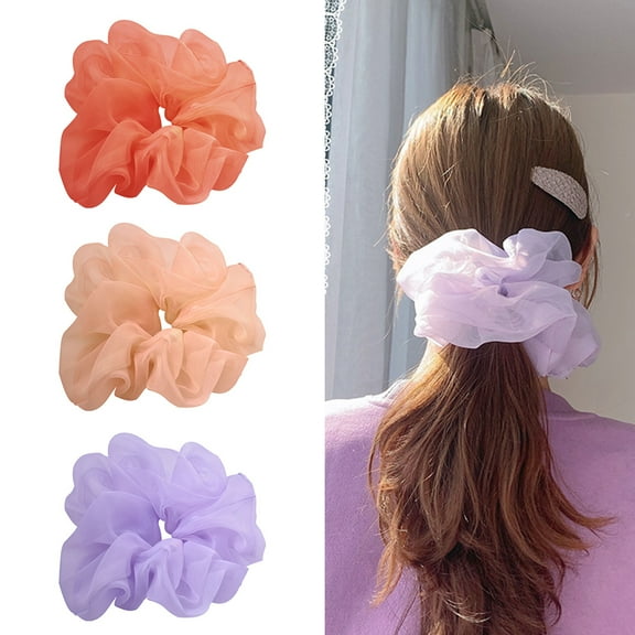 Windfall Women Solid Color Tulle Elastic Rope Ponytail Holder Scrunchy Hair Accessory