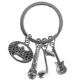 thumbnail image 1 of Silver Guitar Pendant Key Chain 1 Piece for Music Lover Metal Key Ornament, 1 of 9