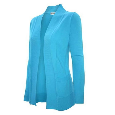 - Enimay Women's Low Hip Open Cardigan Aqua Size Small