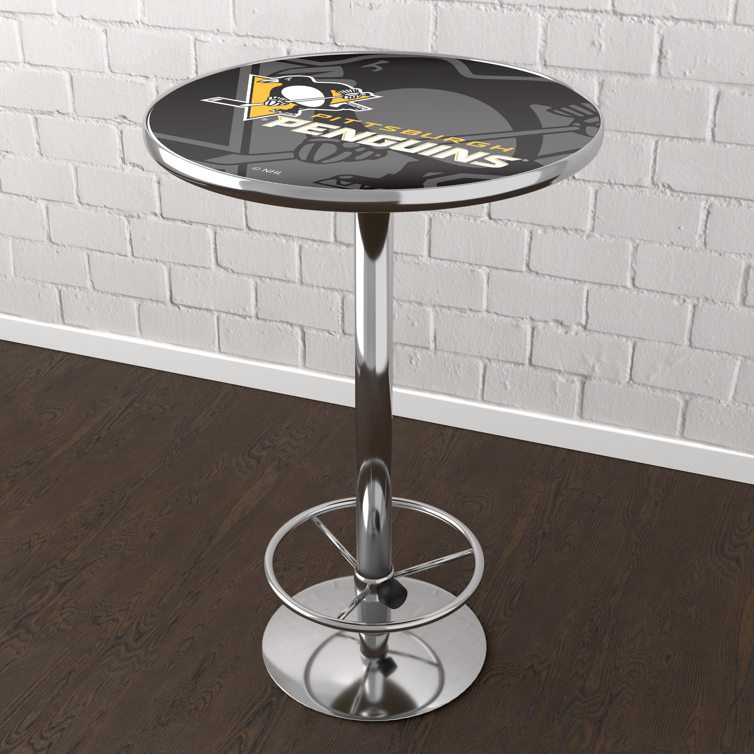Pittsburgh Penguins Watermark Bar Table with Adjustable Footrest and Acrylic Top