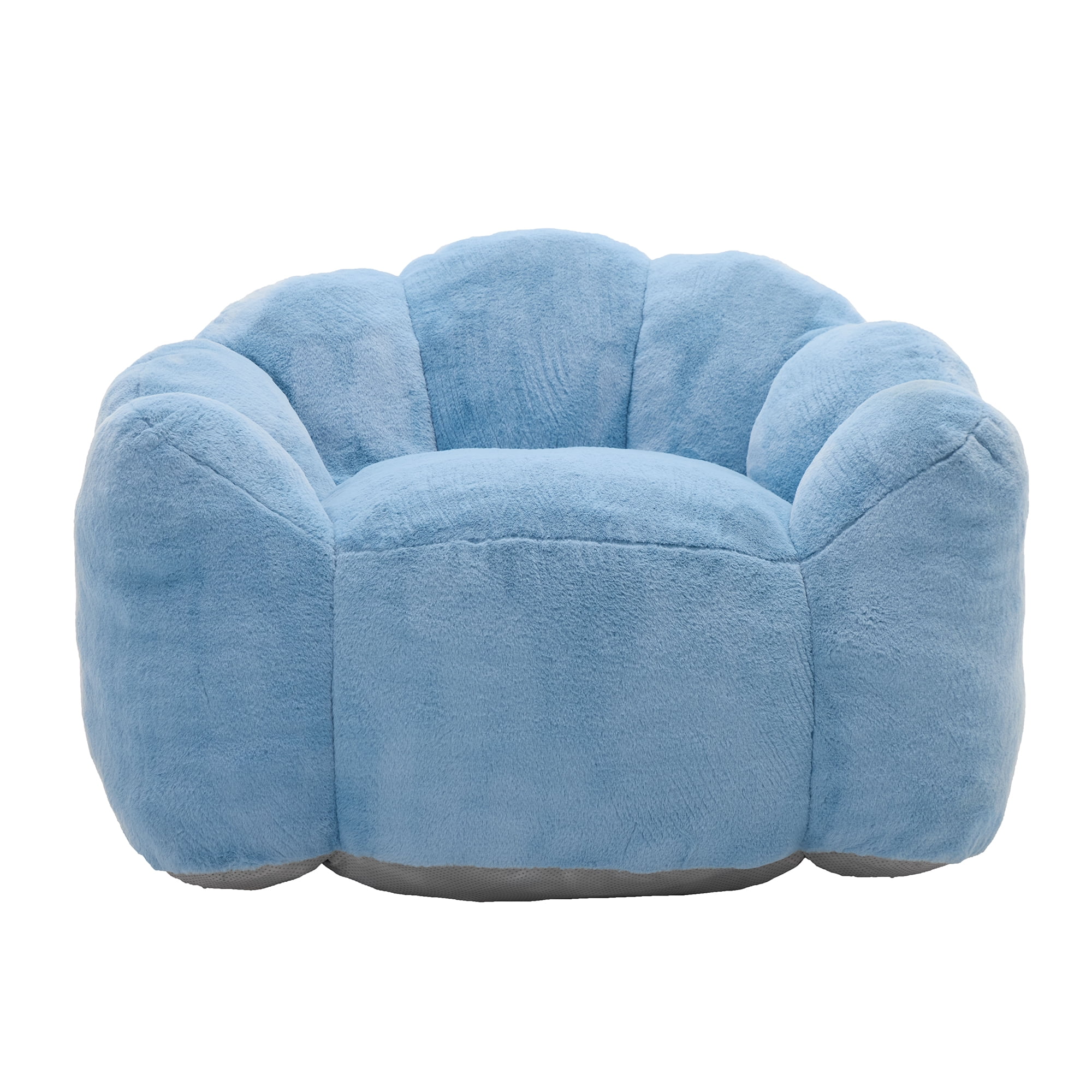 Peispie Lotus Flower Bean Bag Chair for Adults & Teens, Comfy Floor Sofa Lounge Chair with Armrests & Handle, High-Density Memory Foam Filled Pillow Reading Accent Chair for Bedroom, Blue