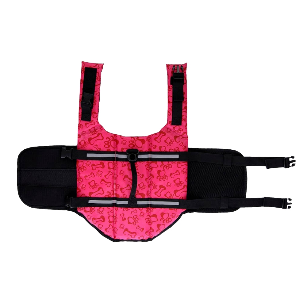 Pet Dog Cat Life Jacket Safety Clothing Pet Summer Reflective Swimsuit with D Ring for Leash, Dogs Bones Patterns Life Jacket, Pink XXL - image 3 of 7