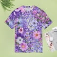 thumbnail image 4 of Floral Colorful Flower Women's Short Sleeve T-Shirt Crew Neck Casual Summer Trendy Loose Fit Tops, 4 of 6