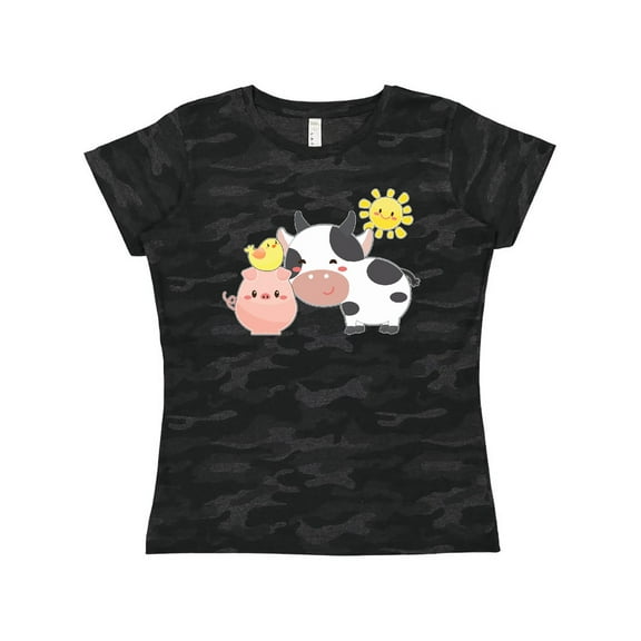 Inktastic Fun Farm Animals- Cow, Pig, Chick Women's T-Shirt