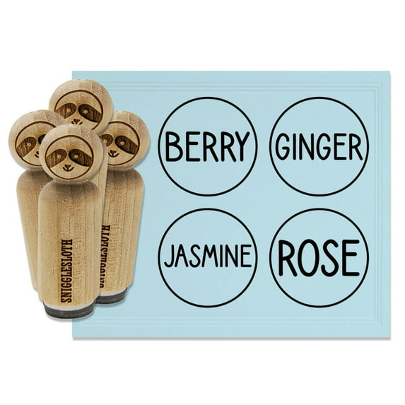 Flavor Scent Labels Berry Ginger Rose Jasmine Rubber Stamp Set for Scrapbooking Crafting Stamping - Medium 1 Inch
