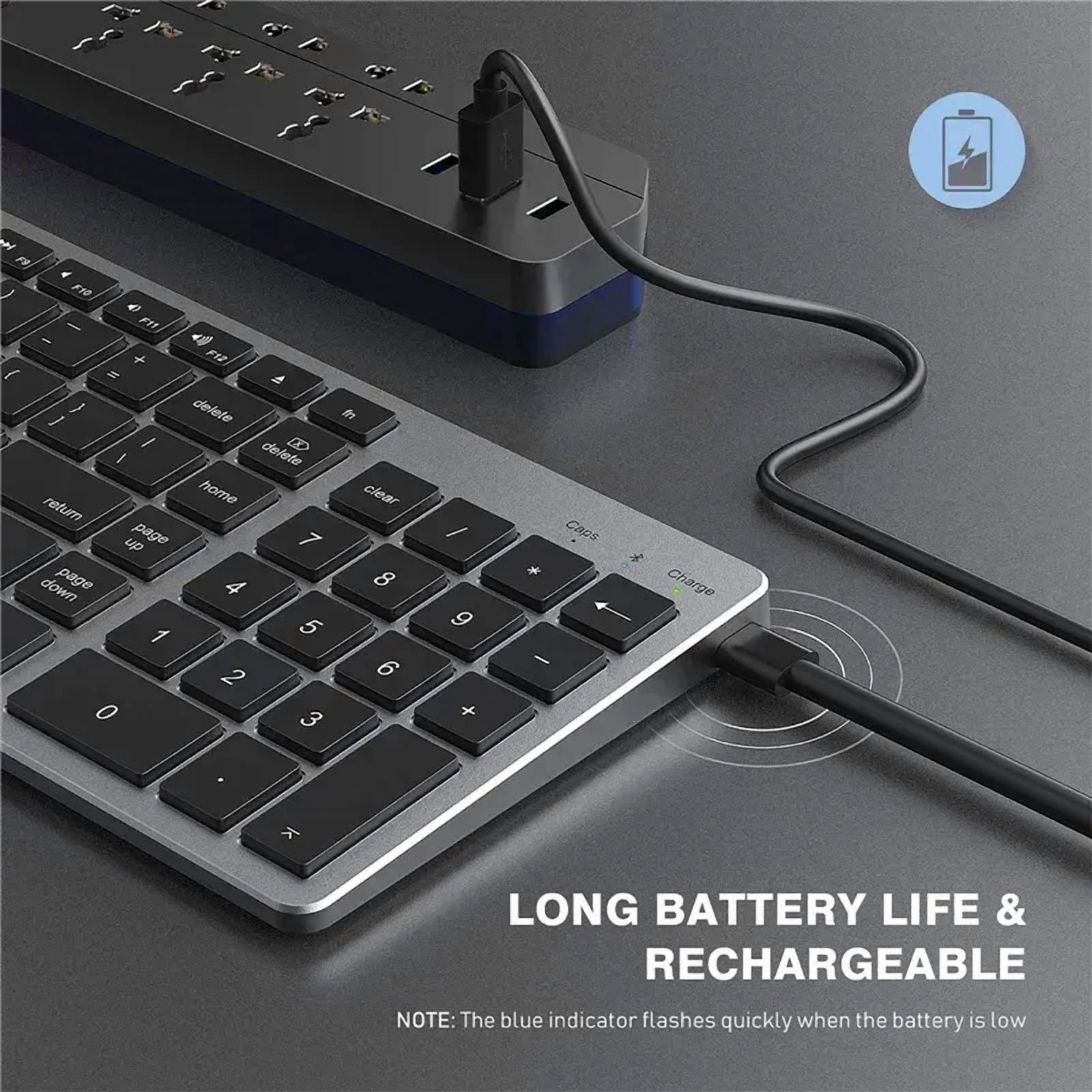 Ultra Slim Wireless Bluetooth Keyboard and Mouse Set Compatible for Mac OS/iOS/iPad OS Rechargeable Keyboard for MacBook