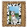 thumbnail image 3 of Furry Cute Dalmatian Dog Pet Collar Puppy Paw Wooden Frame Animal Shower Curtain, 3 of 3