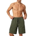 thumbnail image 2 of Besolor Cargo Shorts for Men Wide Leg Elastic Waisted Drawstring Lightweight Outdoor Casual Workout Running Shorts with Pockets(X-Large,Army Green), 2 of 5