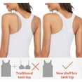 thumbnail image 5 of Anyfit Wear Racerback Workout Tank Tops With Shelf Bra for Women Basic Athletic Tanks Yoga Undershirt Summer Sleeveless Exercise Tops White 2XL, 5 of 7