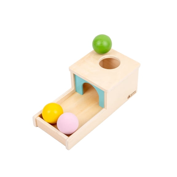 Adena Montessori Wooden Toy for 6-12 Month Baby 3 Balls with Tray, Object Permanence Box Colorful Learning Education Toy for Toddler Kid 1-2 Year Old, Preschool Developmental Girl and Boy Gift