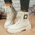 thumbnail image 2 of White Women Casual Boots Featuring Front Lace-Up Side Zipper Round Toe Thick Platform Low Heel For Outdoor Wear, 2 of 9