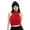 Red, variant on Ladies Casual Camisole Women Half Turtleneck Crop Top Sleeveless Vest Retro-Cheongsam Buckle Tanks Top Streetwear