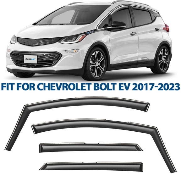 CLIM ART in-Channel Incredibly Durable Rain Guards for Chevrolet (Chevy) Bolt EV 2017-2023, Original Window Deflectors, Vent Window Visors, Vent Deflector, 4 pcs. - 617433