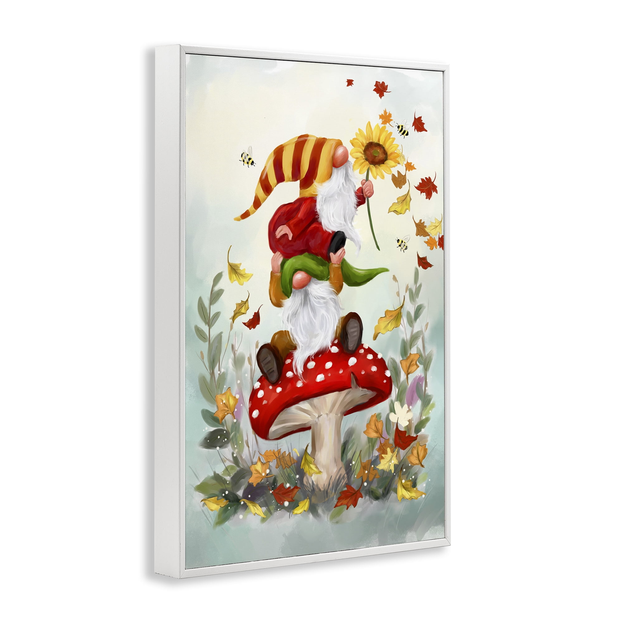 Stupell Industries Autumn Garden Gnome Fairy Tales & Fantasy Painting White Framed Art Print Wall Art, 20 x 30