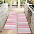 thumbnail image 4 of Kitchen Rugs Sets Of 2,Pink and Green Striped Pattern Anti Fatigue Kitchen Mat Rugs Non Slip Washable,Decorative Kitchen Floor Mats for Kitchen,Sink,Laundry,17"X47", 4 of 5