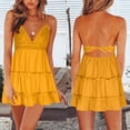 thumbnail image 2 of ibuvkizy Summer Dresses for Women Clearance,Plus Size Summer Dresses,Women Sexy Party Backless Bow Lace Patchwork Suspender V-Neck Dress,Holiday Party Beach Dress,Gifts for Women, 2 of 8