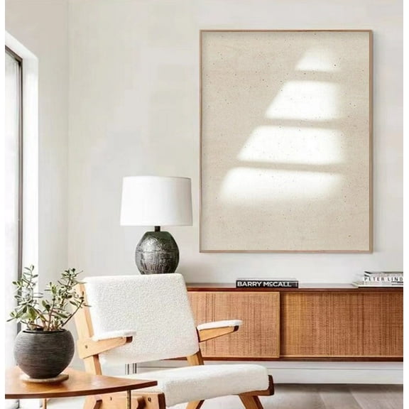 Luvia Beige Minimalist Poster Wall Art Neutral Abstract White and Beige Contemporary Modern Home Decor, 8x12 UNFRAMED