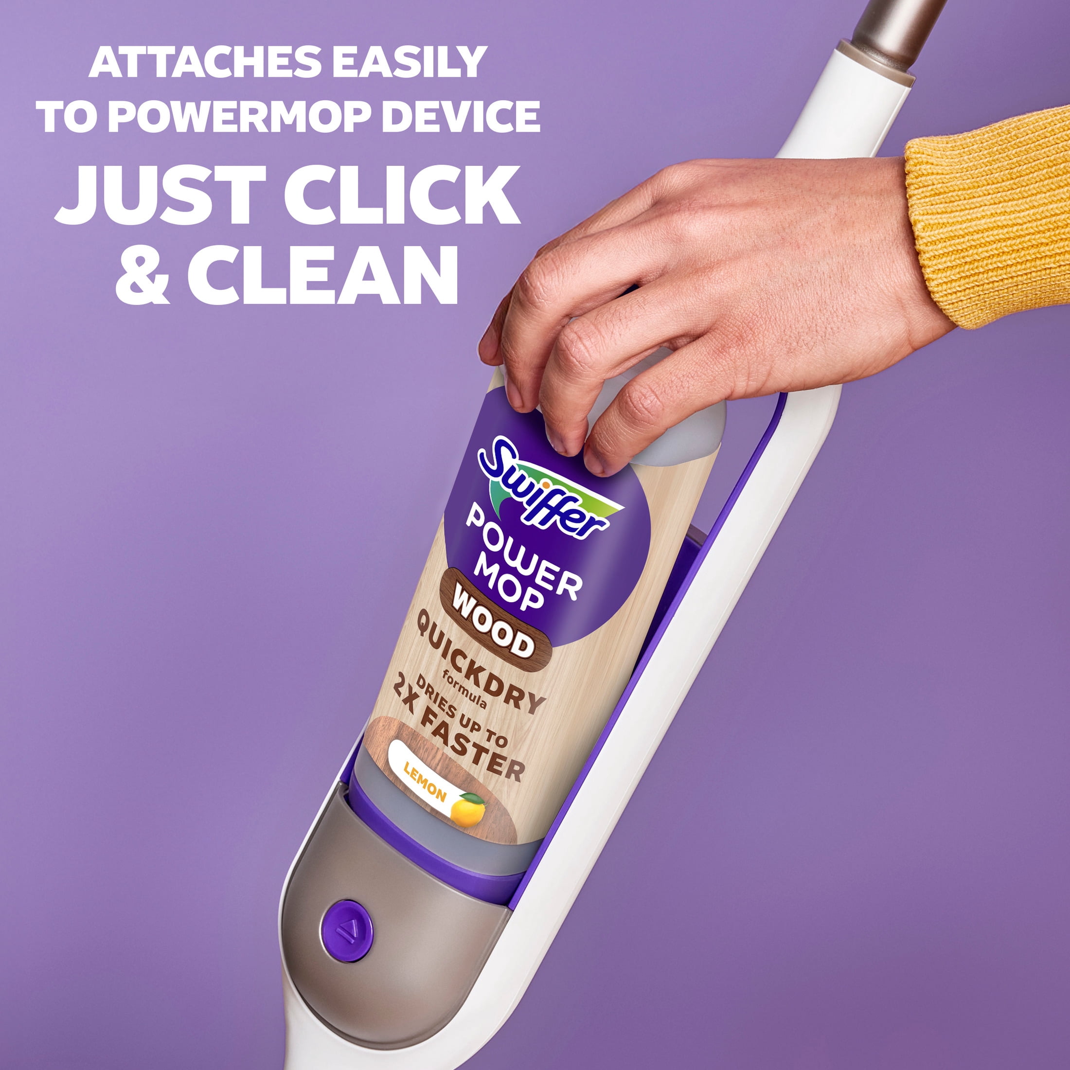 (3 pack) Swiffer Power Mop Wood Refill Solution, QuickDry Hardwood Floor Cleaner, Lemon Scent, 25.3 fl oz
