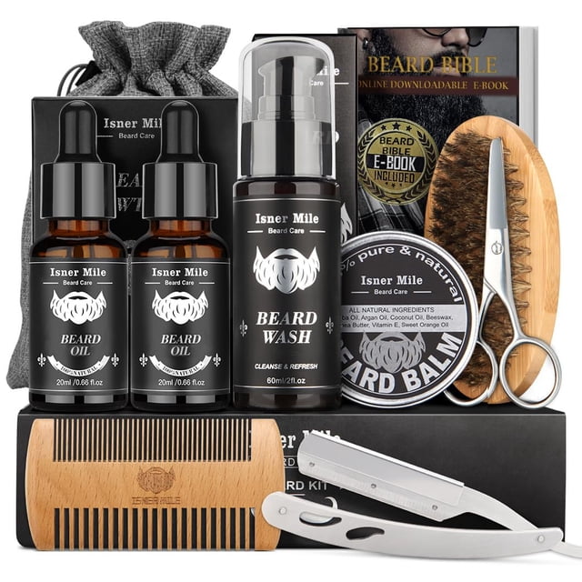 Kit de cuidado de barba Isner Mile Beard Care con champú y aceite