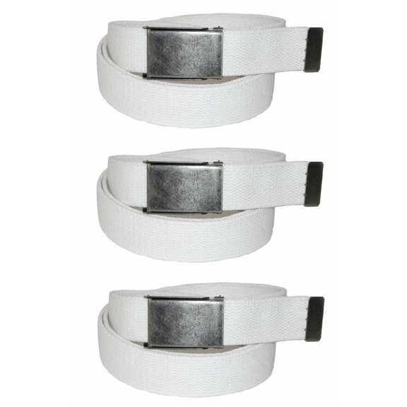 CTM Fabric Belt with Flip Top Nickel Buckle (Pack of 3) (Men)