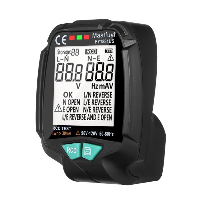 Probador de enchufe multifuncional mastfuyi con pantalla LCD digital eléctrica