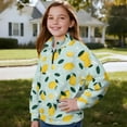thumbnail image 3 of Uorisanigo Lemon Print Girls Half Zip Cropped Pullover Sweatshirt Loose Long Sleeve Shirts Top Fall Clothes Quarter Zipper Hoodies No Hood for Vacation Shopping Exercise Wear, 3 of 7
