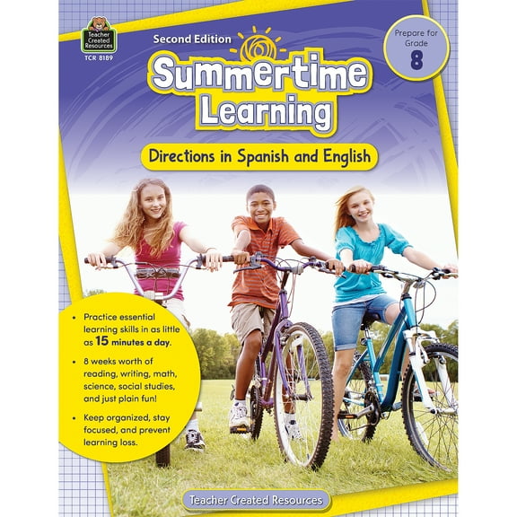 Teacher Created Resources Summertime Learning: English and Spanish Directions, Grade 8 Second Edition (Prep)