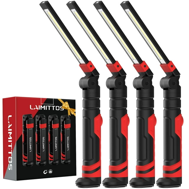 Linterna de trabajo LED plegable y recargable LAIMITTOS, 2500 mAh, paquete de 4