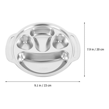 

1pc Stainless Steel Kids Dinner Plate Bowl Divided Unbreakable Toddler Plate