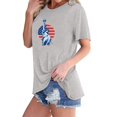 thumbnail image 3 of Tops Cortos para Mujeres Bandera de Moda Impresa Cuello Redondo, Camiseta de Manga 3/4 para Uso Diario, Casero Y Cómodo, 3 of 4