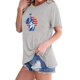 thumbnail image 4 of Tops Cortos para Mujeres Bandera de Moda Impresa Cuello Redondo, Camiseta de Manga 3/4 para Uso Diario, Casero Y Cómodo, 4 of 4