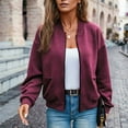 thumbnail image 4 of Falkdiz Womens Long Sleeve Shirts Loose Plain Zip Up Pockets Outdoor Gifts Crew Neck Travel Coat for Women Winter, 4 of 6