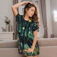 thumbnail image 3 of Pofeuu Mystical Black Cat Fireflies Print Women's Loose Fit Short Sleeve Nightgown, Comfortable Sleep Dress for Women, Casual Lounge Sleepwear, Soft Cotton Sleep Dress, 3 of 6
