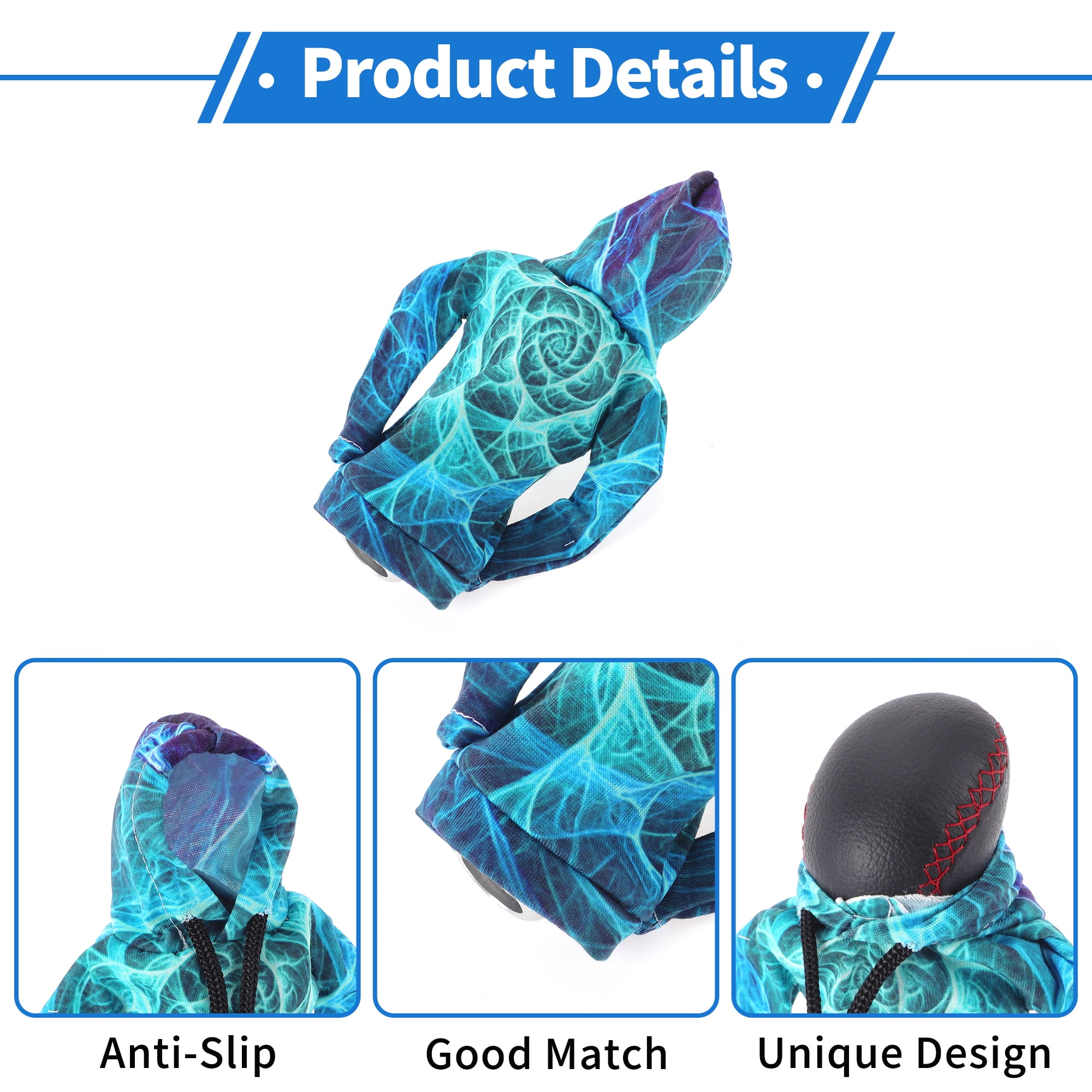 Unique Bargains Portable Gear Shift Knob Cover Protector 17x16cm Blue Green Polyester