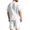 thumbnail image 4 of ZZwxWA Mens Linen 2 Piece Set Casual Short Sleeve Henley Shirts and Beach Yoga Shorts Summer Vacation Matching Outfits Discount, 4 of 6